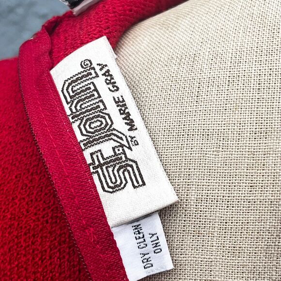 Vintage St. John Marie Red Knit Midi Dress Women's 10 80s Big Shoulders - Picture 10 of 10